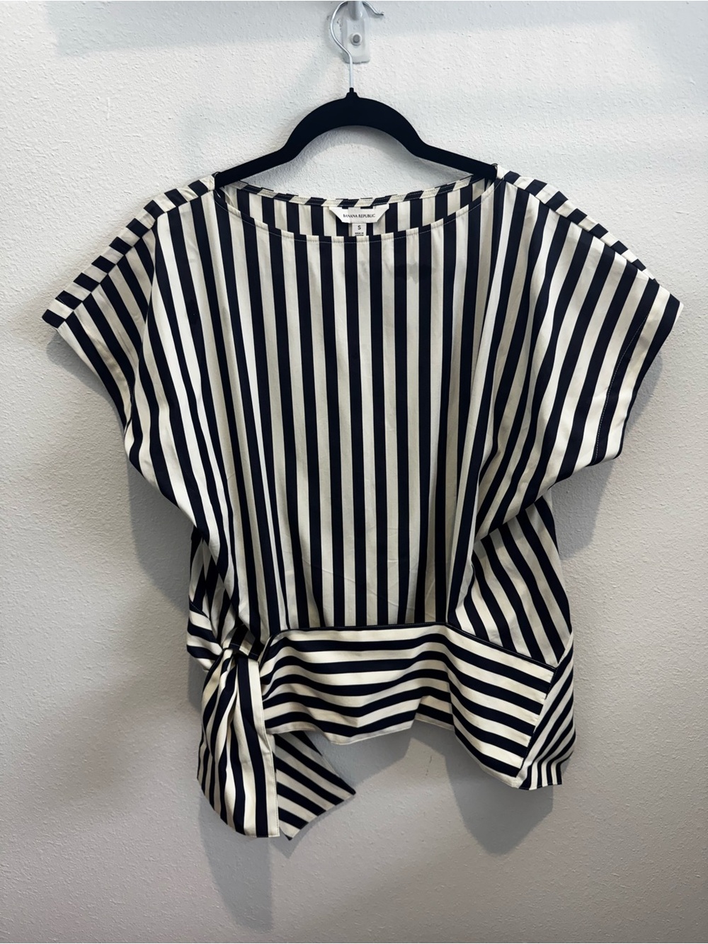 Banana Republic Black and White Striped Tie-Side Blouse